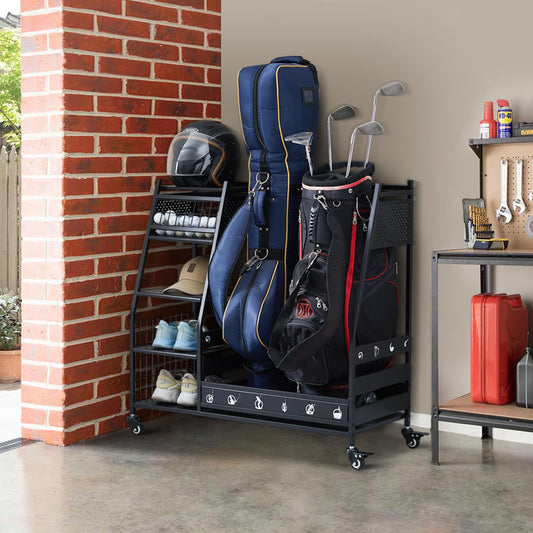 Lauren&Harold Golf Bag Organizer Garage Storage, Golf Storage Rack Stand