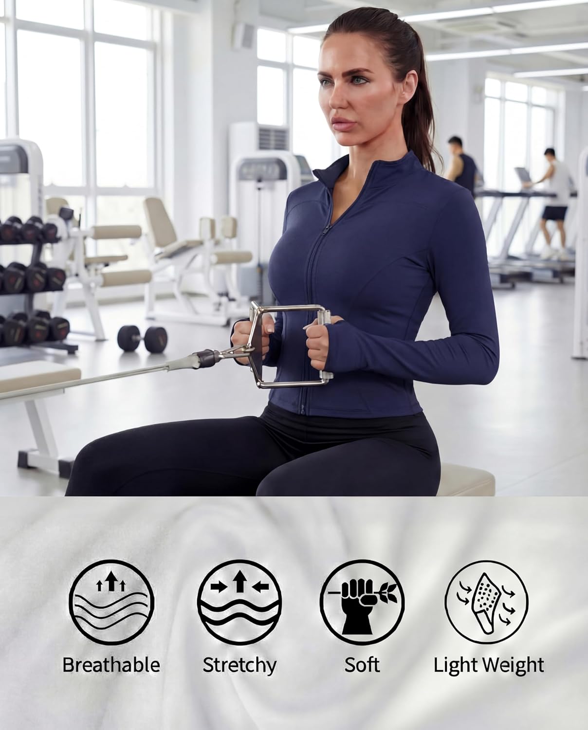 Shyyween Women's Workout Jacket - Slim Fit Cropped Zip-Up Athletic Top with Thumb Holes | 3 Pack