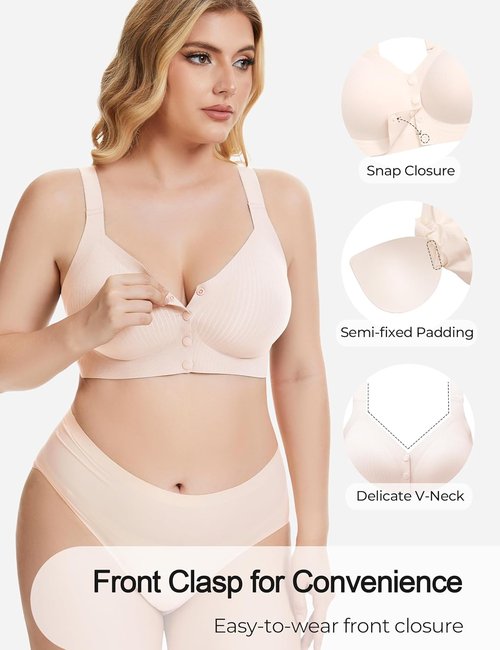 Gailife Wireless V-Neck Jelly Bras - Full Coverage Mastectomy Bralettes | Seamless Everyday Comfort