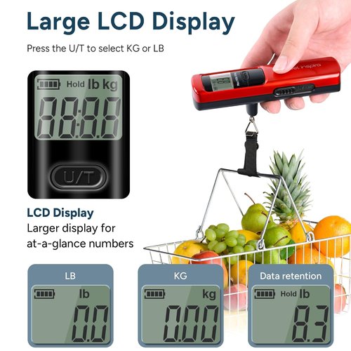 Battery-Free Luggage Scale by [Brand Name] - Portable Handheld Suitcase Scale, 110 lbs/50 kg Capacity