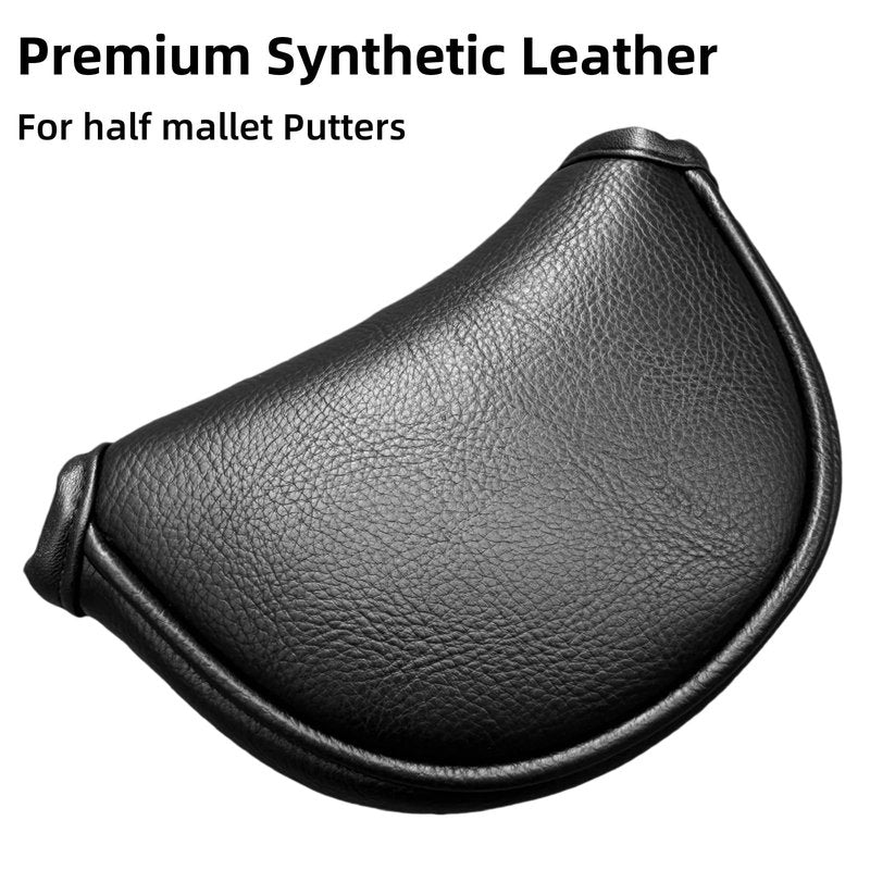 Classic Black/White Golf Putter Cover Magnetic, Center Shafted Mid Mallet Putter Head Cover Club Protection Case for Golf Clubs, Half Mallet Putter Cover (Black)