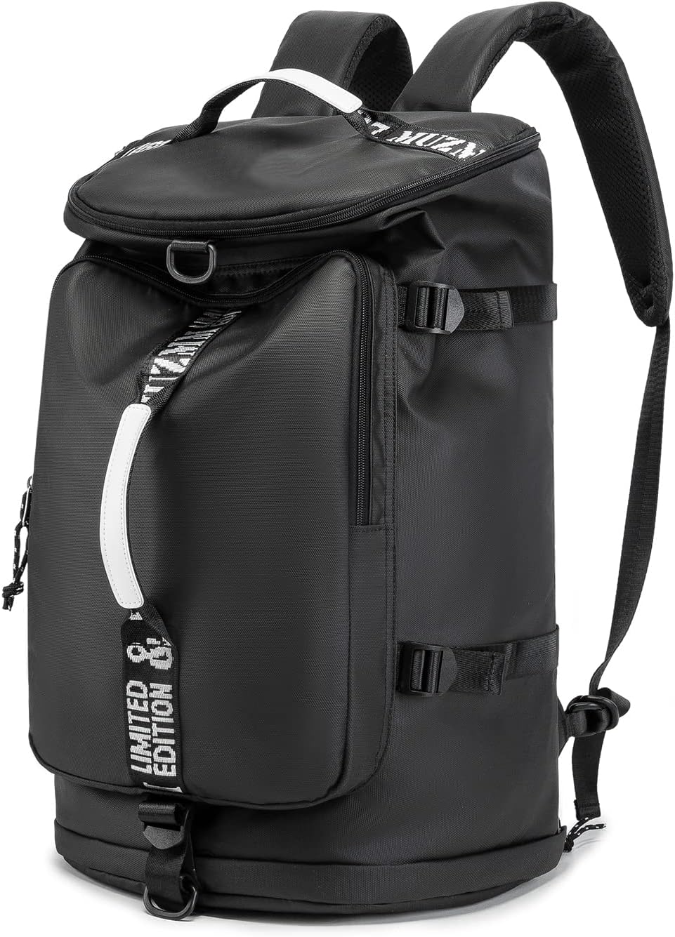 Skiennix Waterproof Gym Duffle Bag - Trendy 40L Backpack for Hiking, Travel & Fishing (Black)
