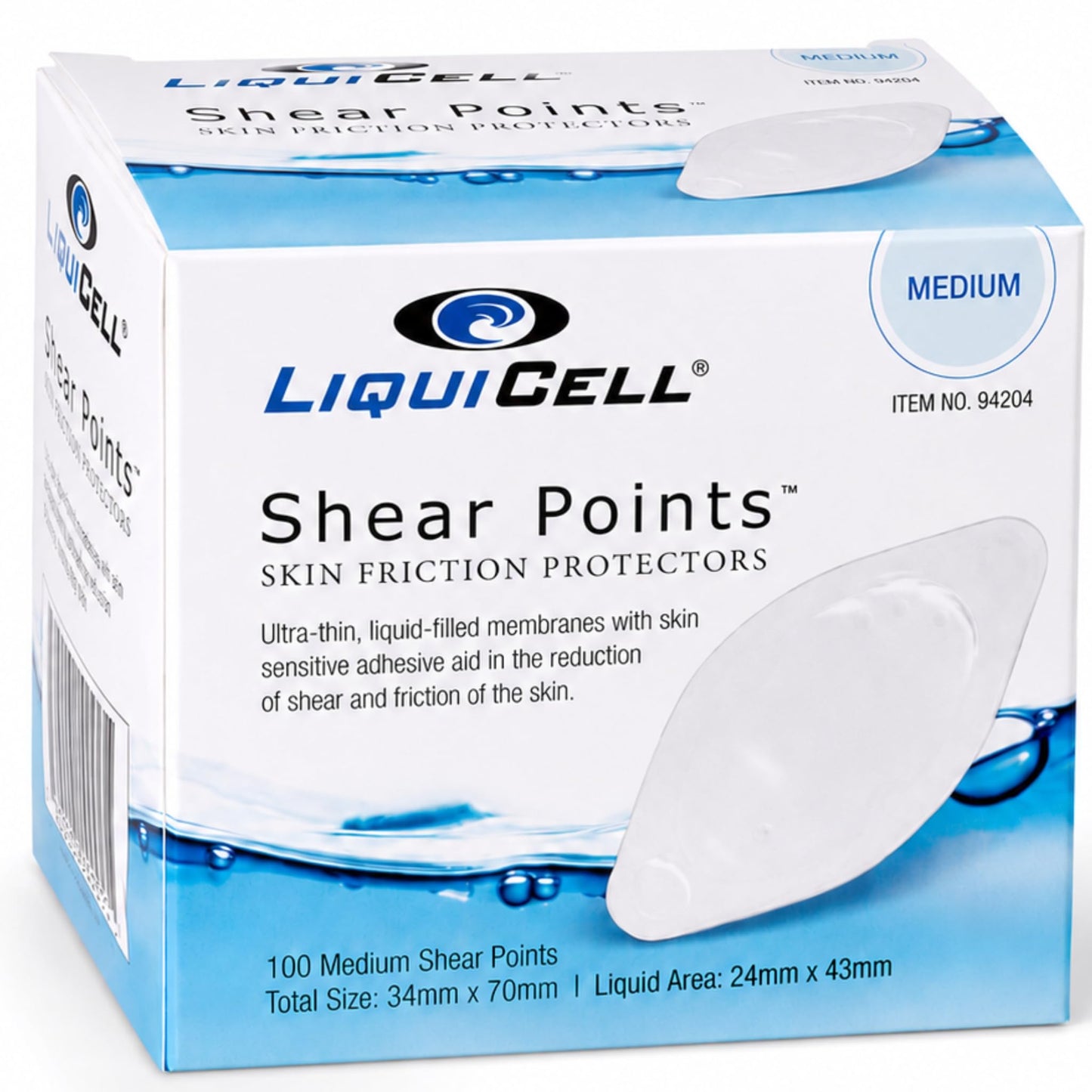 LiquiCell Shear Point Bandages, CPAP Nasal Pads, Box, 100 Bandages, Medium