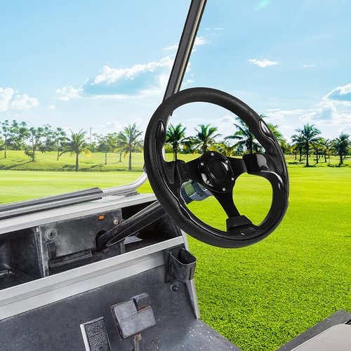Golf Cart Steering Wheel fit EZGO RXV & TXT, Club Car DS, Club Car Precedent Tempo, Yamaha Golf Carts(Steering Wheel Black)