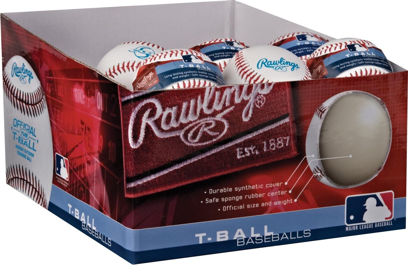 Rawlings Baseballs - Sponge Rubber Center with Synthetic Cover - Youth T-Ball, Box of 24