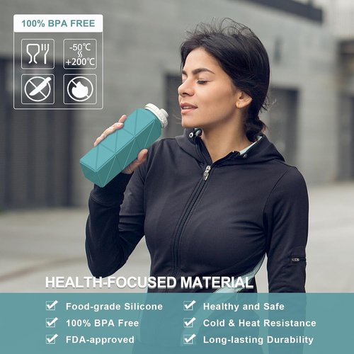 BEAUTAIL Collapsible Water Bottles - 20.6oz Silicone Travel Bottles | BPA-Free, Leakproof, 3 Pack (Blue, Pink, Starlight)