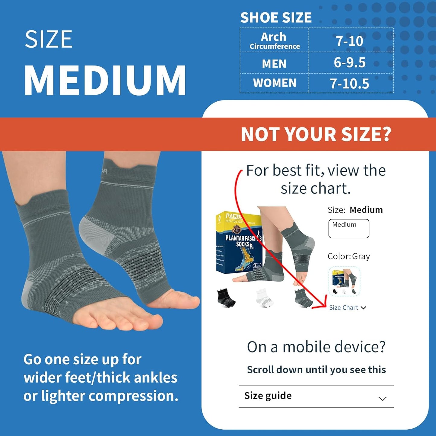 PAPLUS Ankle Compression Socks for Plantar Fasciitis Relief - 3 Pairs for Men & Women | Arch & Heel Support