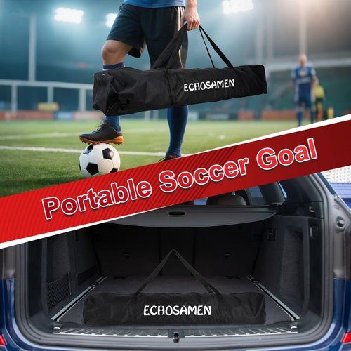 ECHOSAMEN 12X6FT Soccer Goal, Portable Soccer Goals for Backyard, Easy to Carry, Easy to Install, Comes with 1 Carry Bag, 4 Ground Nails, Youth and Adult Training Equipment.