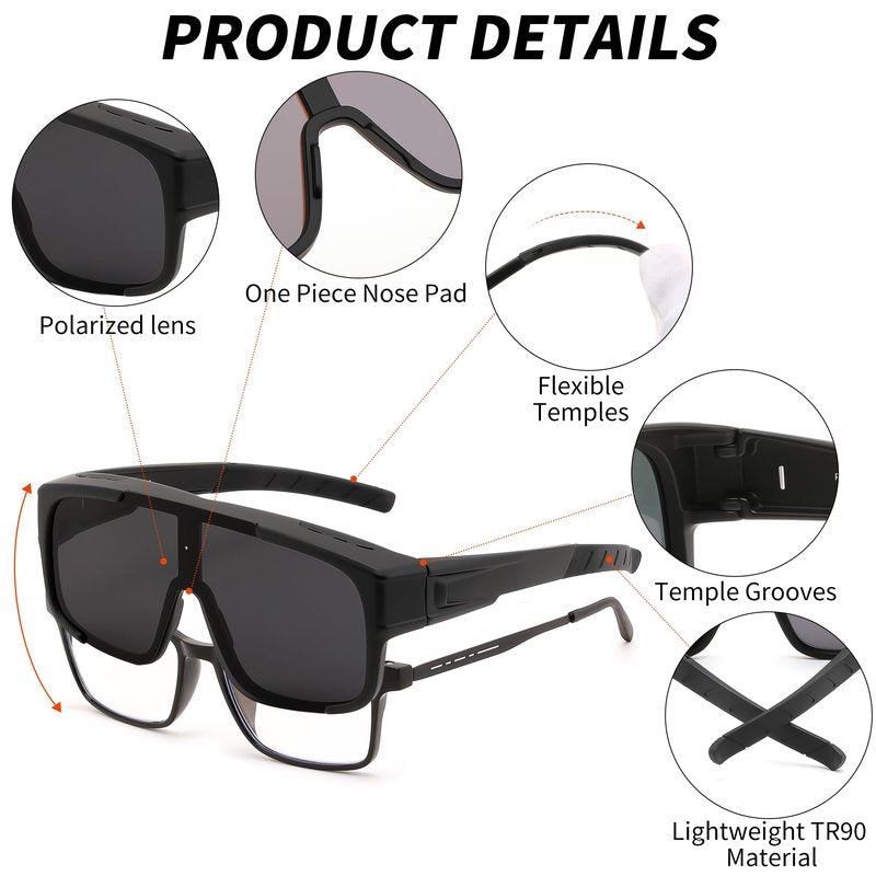 FEISEDY Polarized Fit Over Glasses Sunglasses for Men Women, Sports Wrap Around for Driving Cycling Fishing B0315