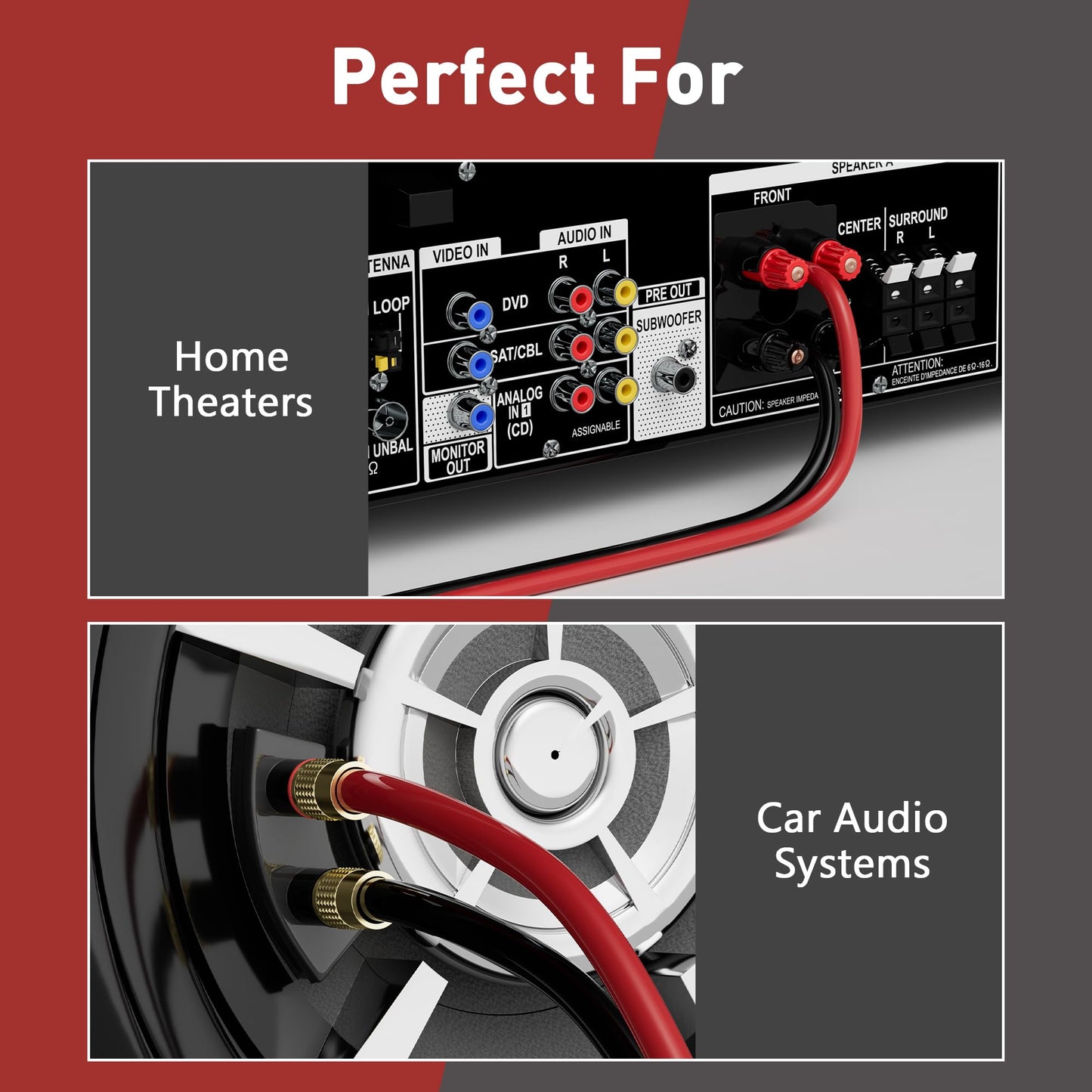 HiFind 12/2 Gauge 25 FT Red Black Hookup Electrical Wire Cable LED Strips Extension Cord 12V/24V DC, 12AWG Flexible Speaker Wire Cable for Car Audio, Home Theater, LED Ribbon Lamp Tape Lighting