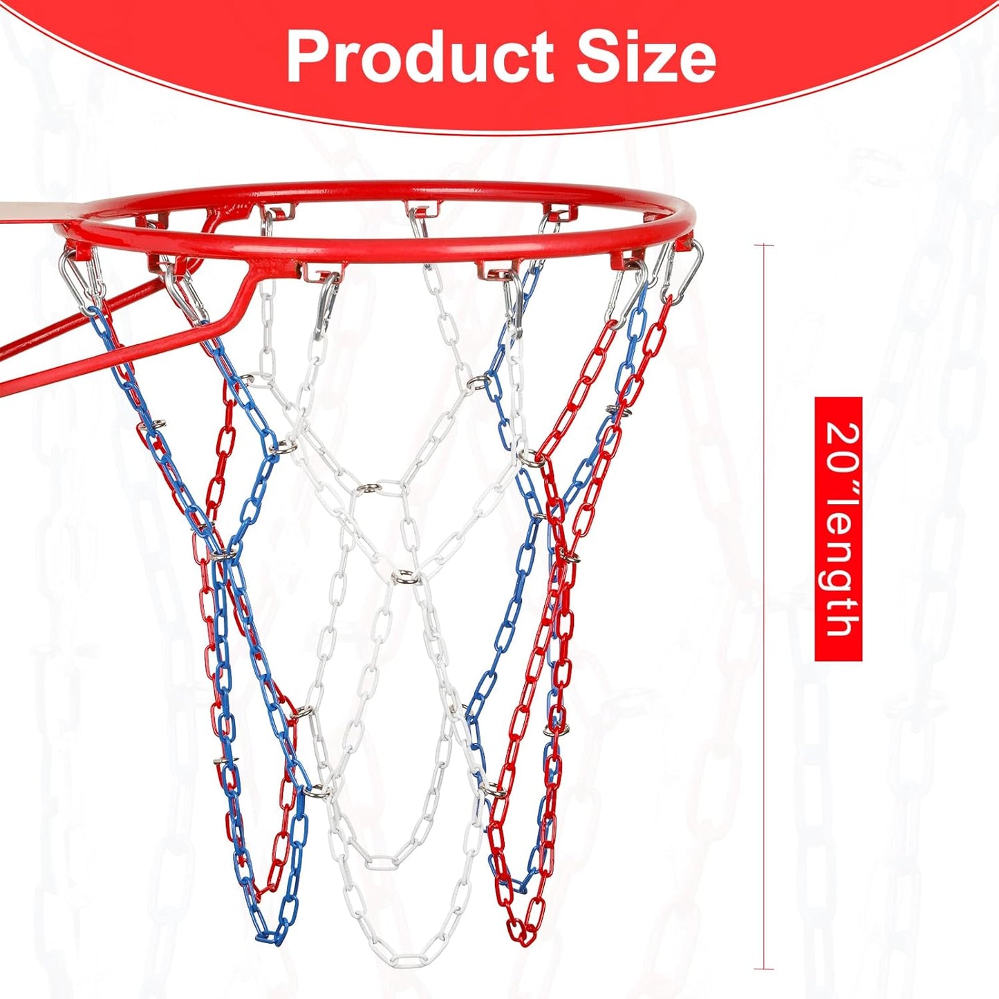 Skiennix Heavy-Duty Basketball Net - Carbon Steel Chain, Anti-Rust Design for Indoor/Outdoor Use | 12 Loops