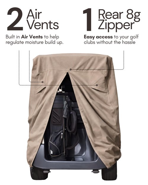 Formosa Covers Heavy Duty Golf Cart Cover 4 Passenger Extended Roof Premium Golf Cart Accessories All Weather fits 80" Roof EZGO, Club Car, Evolution, Yamaha G Models, GEM e2 (Grey, Taupe, or Green)