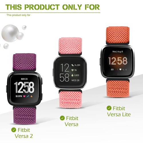 XFYELE 5 Pack Adjustable Elastic Watch Band Compatible with Fitbit Versa 2 Band Women Men, Soft Loop Stretchy Nylon Sport Straps Replacement Wristbands