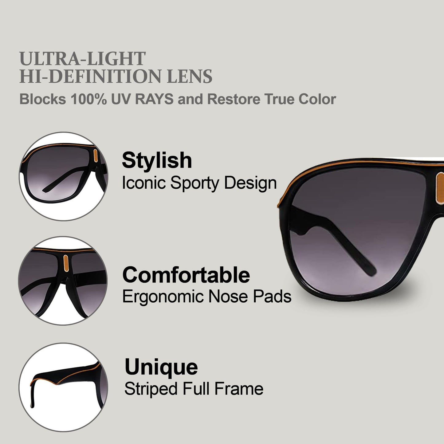 NYS Collection Aviator Sunglasses - Lightweight Durable Plastic Frame - For Men and Women -100% UV Prodection