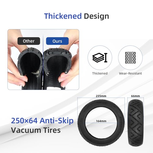 ulip 250x64 city road Vacuum Tire for Xiaomi 4 Ultra NAVEE S65C Electric Scooter Tubeless Thicker Tires Non-Slip Spare Wheels for Scooter (2PCS)