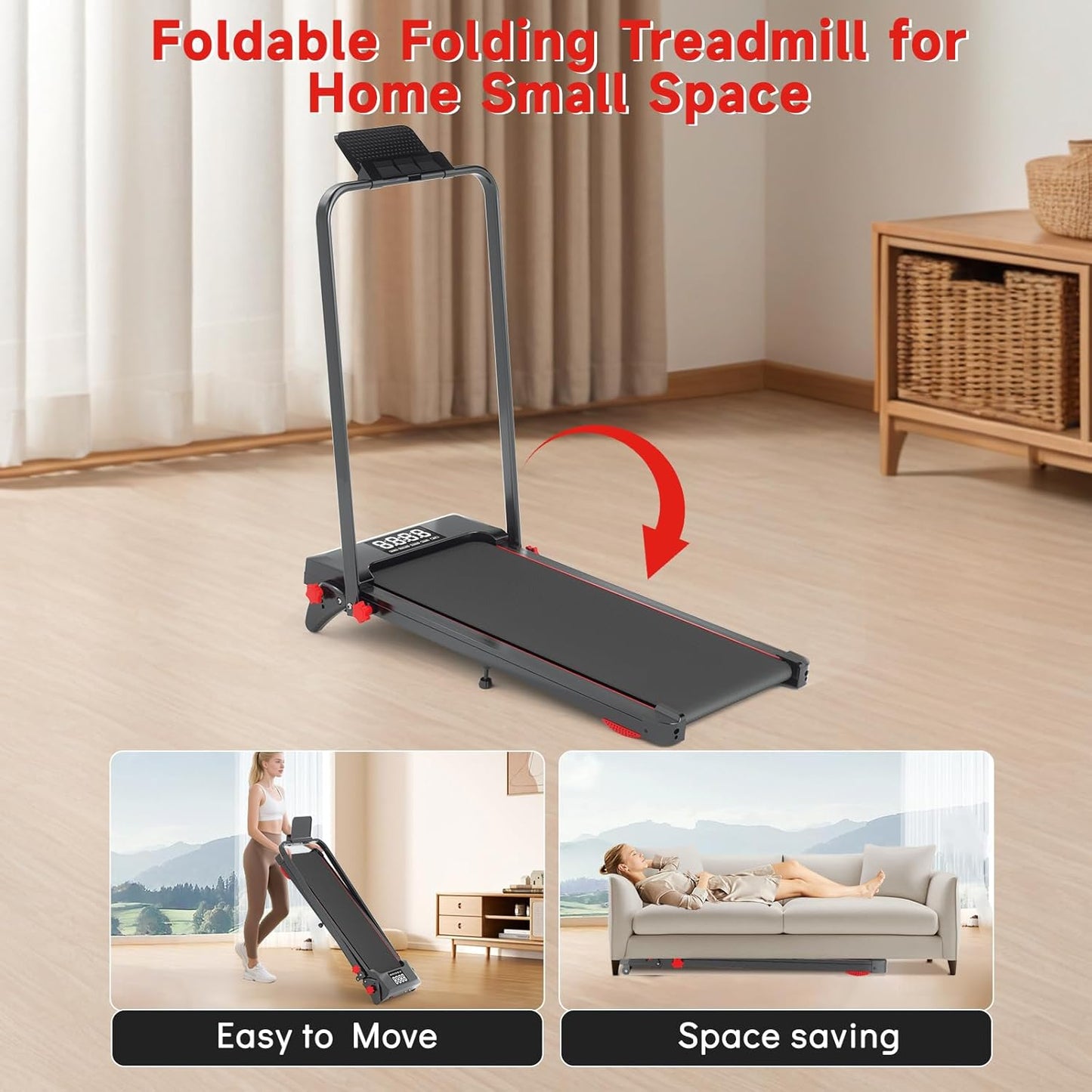 Walking Pad Treadmill - Foldable Under Desk Design with Incline & Remote Control | 7.5MPH for Home Office