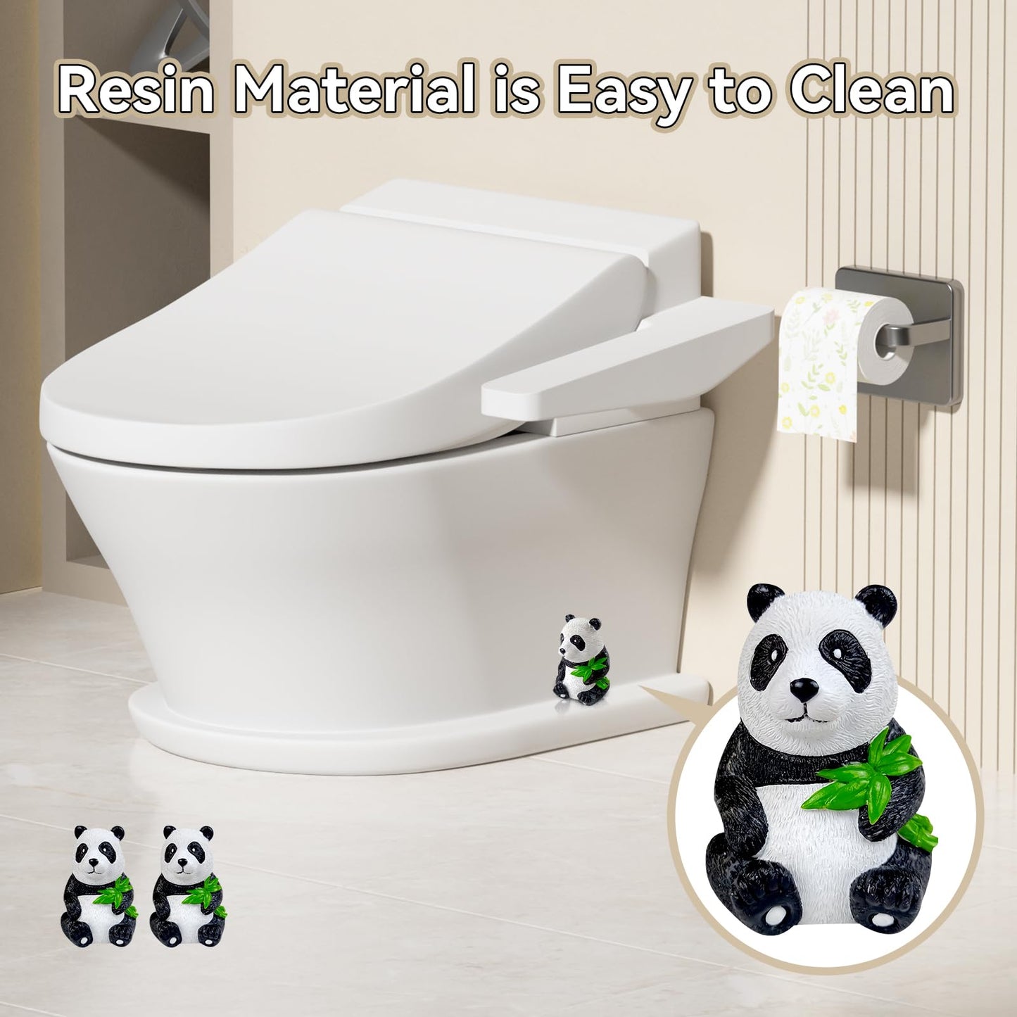 Resin Toilet Bolt Caps: Decorative Toilet Bolt Covers and Functional Bathroom Accessories Set of 2, Swift Installation and Rust Prevention (2pcs Panda)