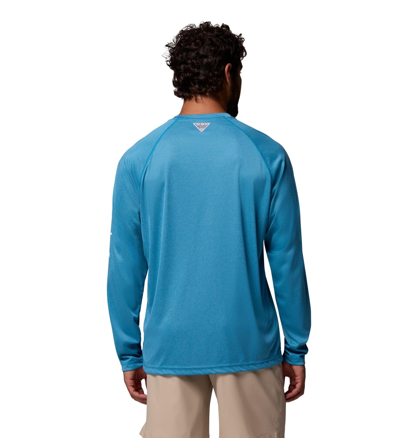 Columbia Men's PFG Terminal Tackle Long Sleeve Fishing Shirt, Blue Echo Heather/White Logo, 5X