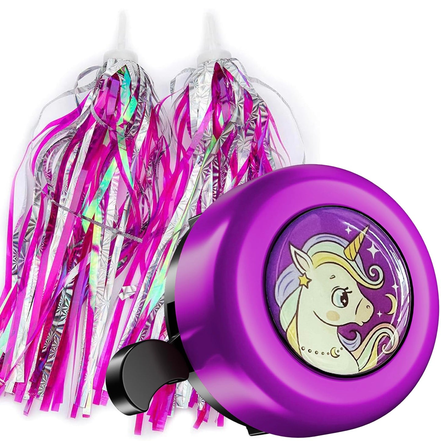1 Pcs Kids Bike Bell and 2 Pcs Bike Streamer for Children's Bike,Loud Clear Sound Bicycle Bell Cute Cartoon Bike Bell for Road Bike,Electric Bike,Cruiser Bike,Children's Bike Accessories