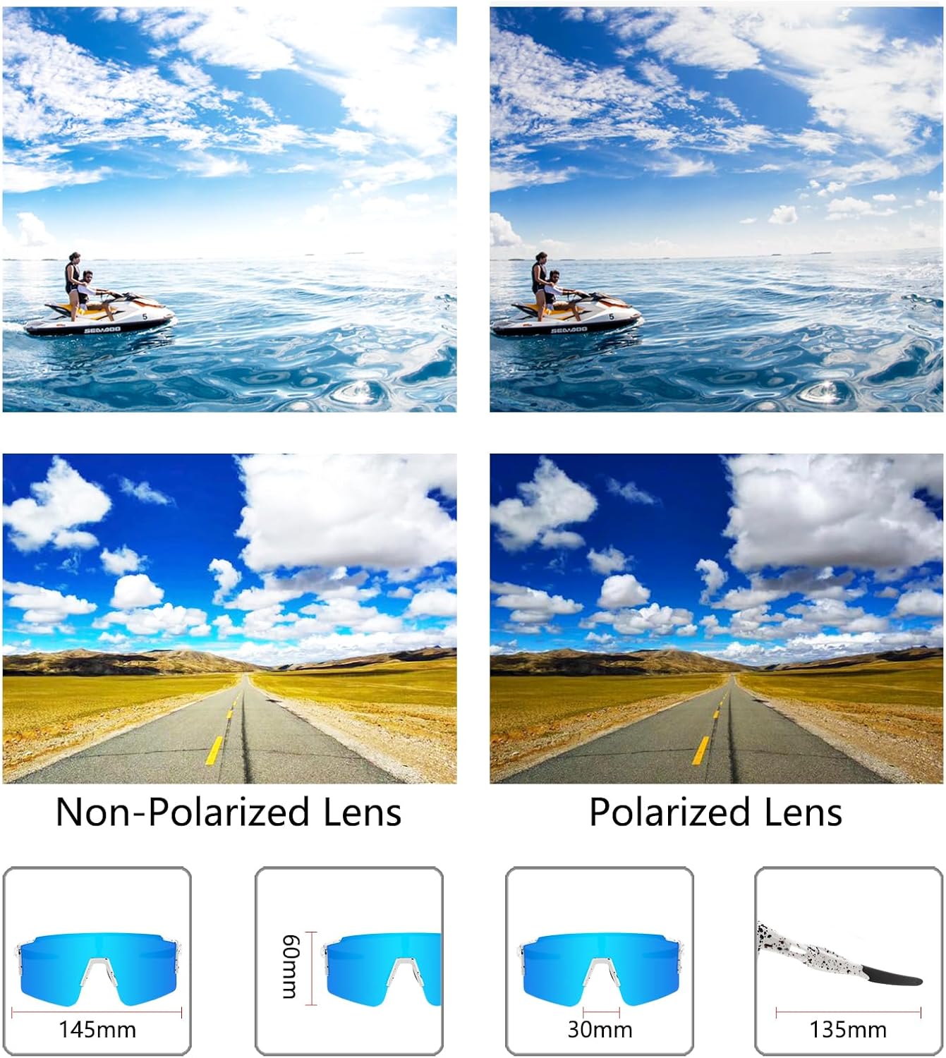 OULAIQI Cycling Sunglasses - Polarized for Men & Women | 1 or 3 Interchangeable Lenses