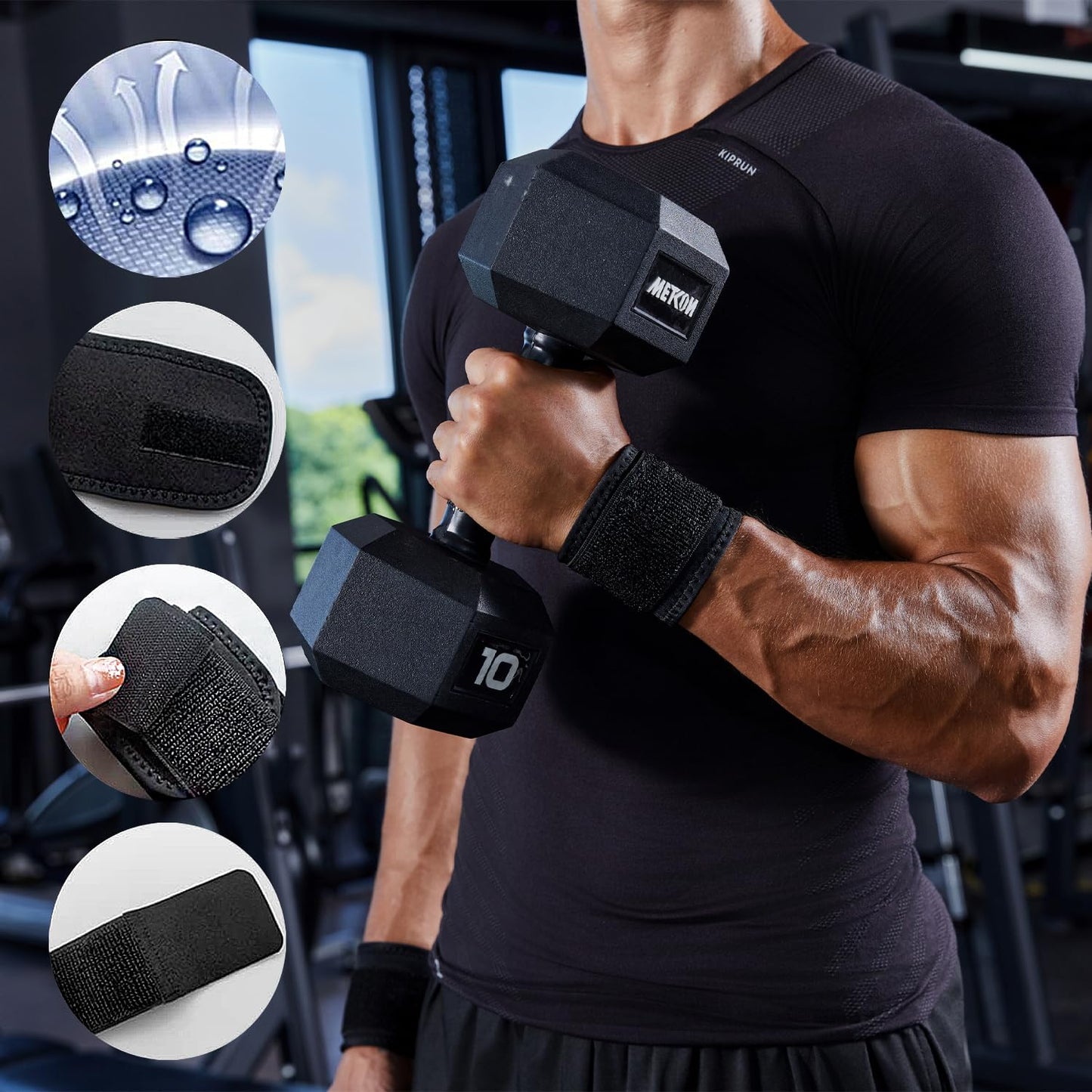 YUNYILAN Adjustable Wrist Brace - 2 Pack Wrist Support Straps for Fitness & Pain Relief | Black