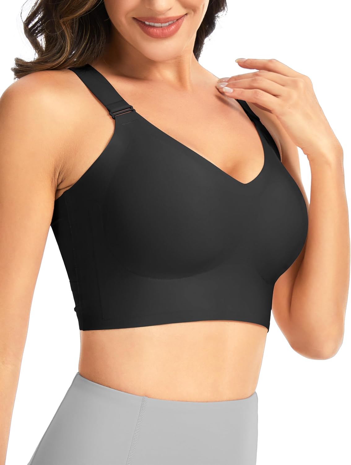 The Gym People Women's Wireless Push-Up Bralette - Comfortable Seamless Racerback Design