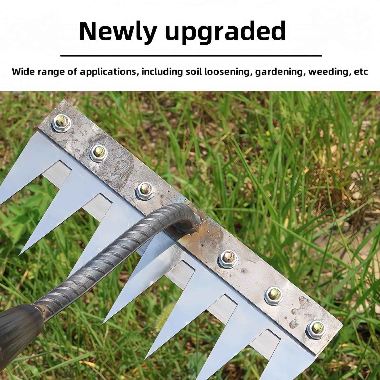 2025 New Gardening Hand Weeder Tool，Gardenia Iron Weeding Rake ，Manual Weeder Tool with Detachable Blades，Tool for Effortless Weed Removal， Flower Beds & Vegetable Patches (No Wooden Handle)