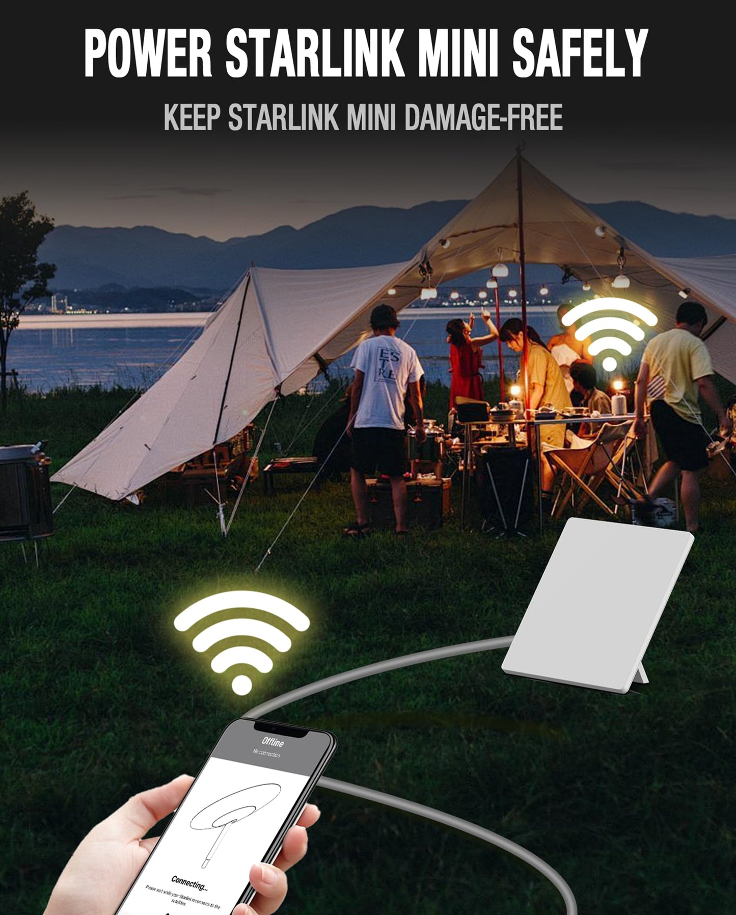 ALIENSX DC Power Cable for Starlink Mini, Reliable Replacement Cord for Starlink Mini Cable Extension Outdoor Accessories Waterproof, Gray (46M/150FT)