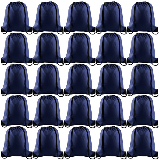 KUUQA 50Pcs Navy Blue Drawstring Backpack Bulk Drawstring Bags String Bags Storage Bags Gym Backpack for Sport Gym Traveling