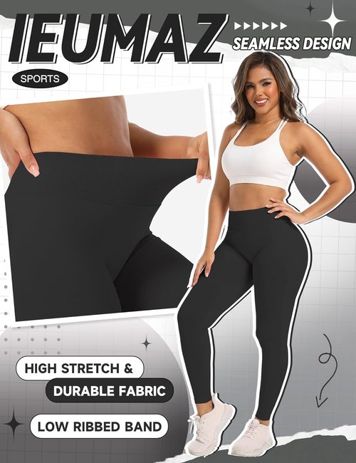 Ieumaz Scrunch Butt Lifting Leggings - Seamless Mid Waist Tummy Control Yoga Pants for Women