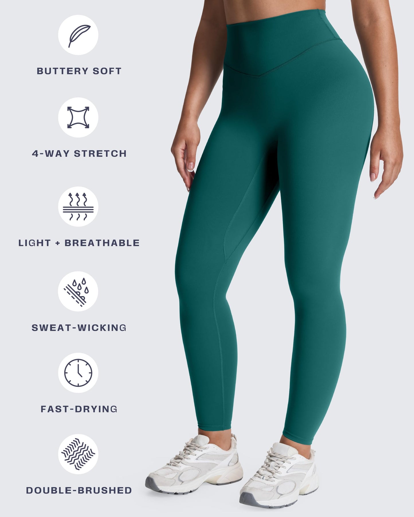 Aoxjox High Waisted Workout Leggings for Women Tummy Control Buttery Soft Yoga Metamorph Deep V Pants 26" (Deep Lagoon, Small)