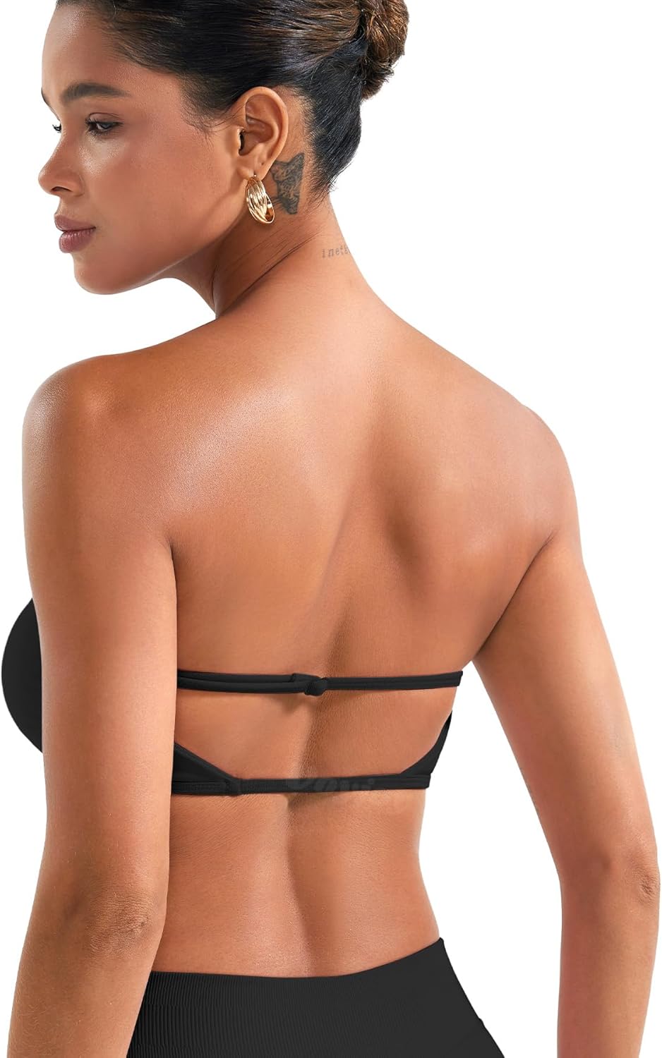 VOYJOY Backless Bandeau Bra - Adjustable Strapless Workout Top for Ultimate Comfort | Black