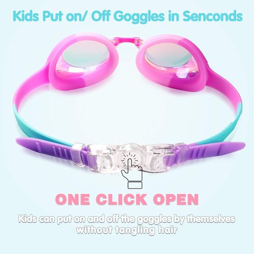 Keary Kids Swim Goggles - Anti-Fog, Waterproof, UV Protection for Ages 3-12 | Clear Vision Pool Goggles