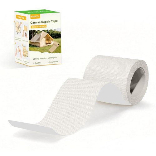 Besezx Canvas Repair Tape - Waterproof Self-Adhesive Fabric Patch for Outdoor Gear | 3x79 Inches (Off White)