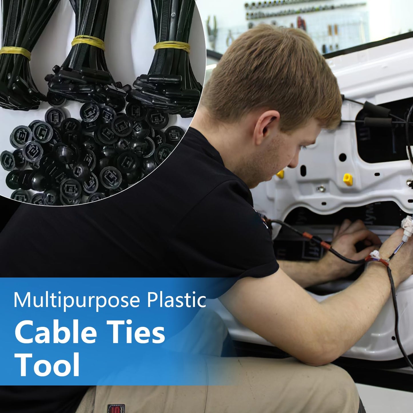 100Pcs Nylon Universal Cable Tie Buckle,Upgrade Multipurpose Heavy Duty Self-Locking Zip Ties Holder with Pin & Button Design,Multipurpose Plastic Cable Ties Tool for Car Daily Repair