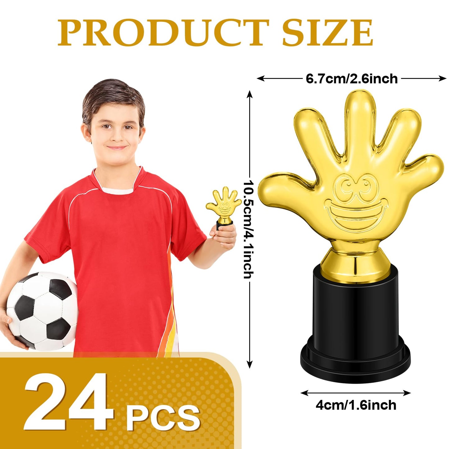WinnerWhy 24 Pcs High Five Trophies Plastic Gold Trophy Awards Gold Small Trophy Cups Winner Trophies Appreciation Gifts for Team Coworkers Sports Competitions Winner Party