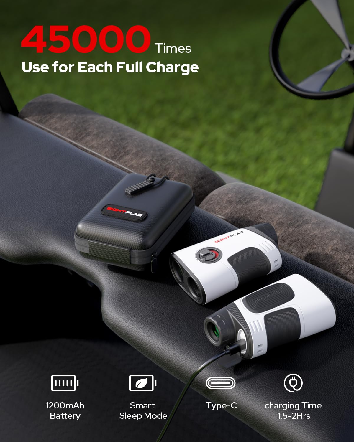 SIGHTFLAG GF2 Golf Rangefinder with Slope, 1300 Yards Laser Range Finder, 7.5X Magnification, Flag Pole Locking Vibration 0.3 Yard Accuracy Rechargeable Magnetic Golf Accessories Gift for Men Women