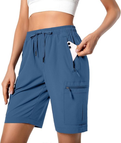 Hugut Women's Hiking Cargo Shorts - Quick Dry Athletic Design with Zipper Pockets | Water Resistant