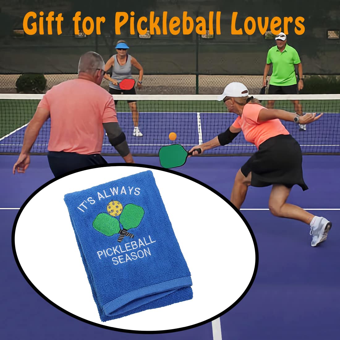 Pickleball Gift Towel It's Always Pickleball Season Embroidered Towel Gift for Pickleball Lover (Pickleball Season)