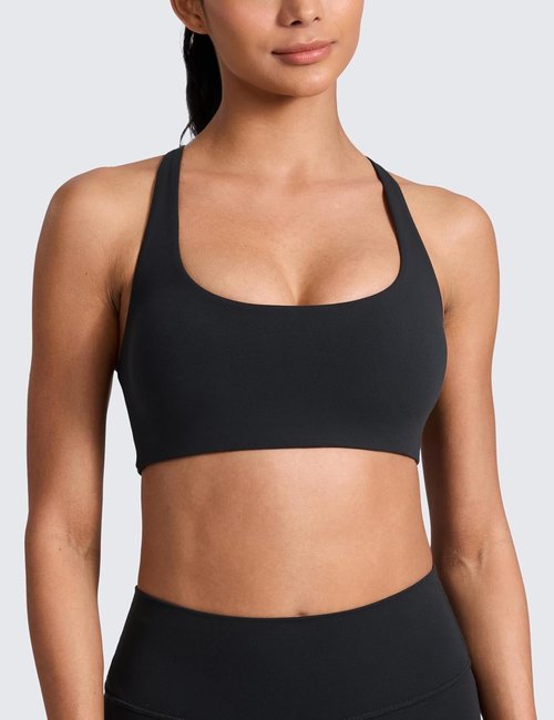 CRZ YOGA Butterlift Sports Bra - Adjustable Cross Back, Wireless Padded for Pilates & Workouts
