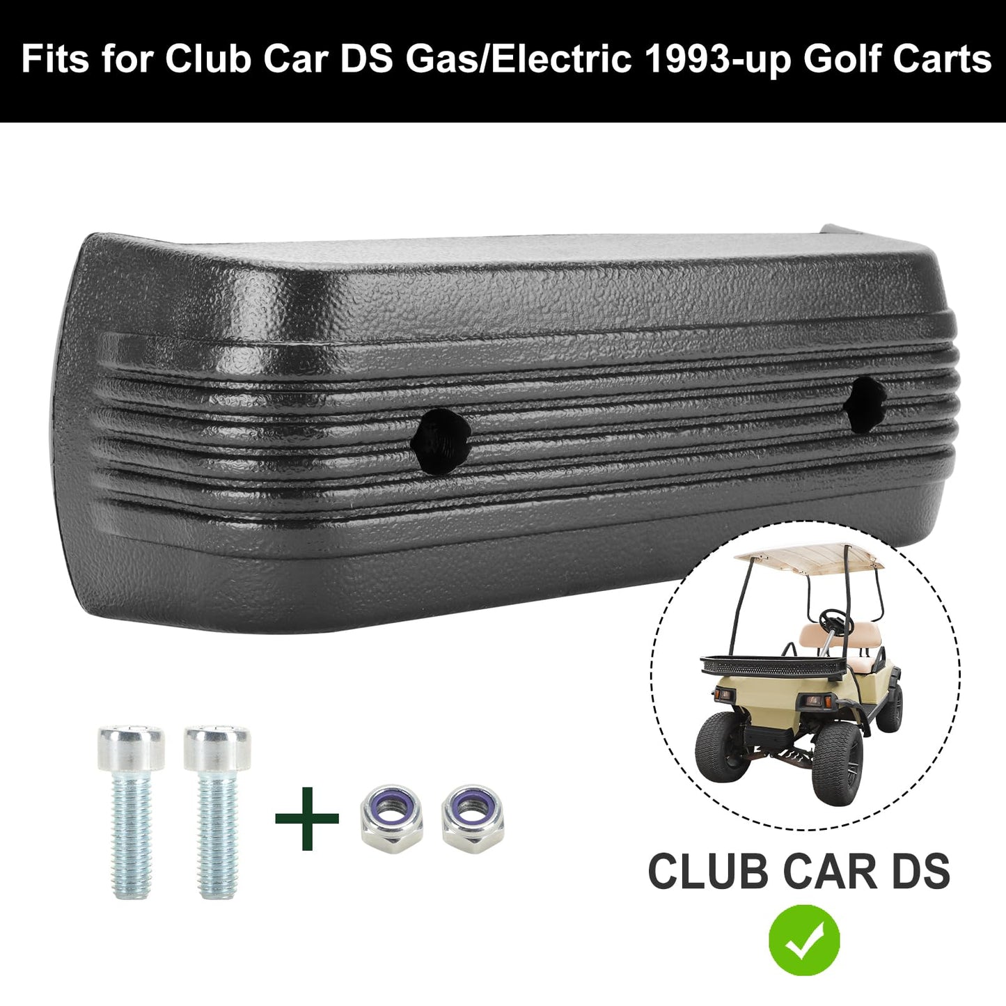 Roykaw Golf Cart Front Bumper with Bolts Fits for Club Car DS Gas and Electric 1993-Up Golf Cart, Durable Molded Plastic, Black Bumper Traverse Accessories, OEM#1016868
