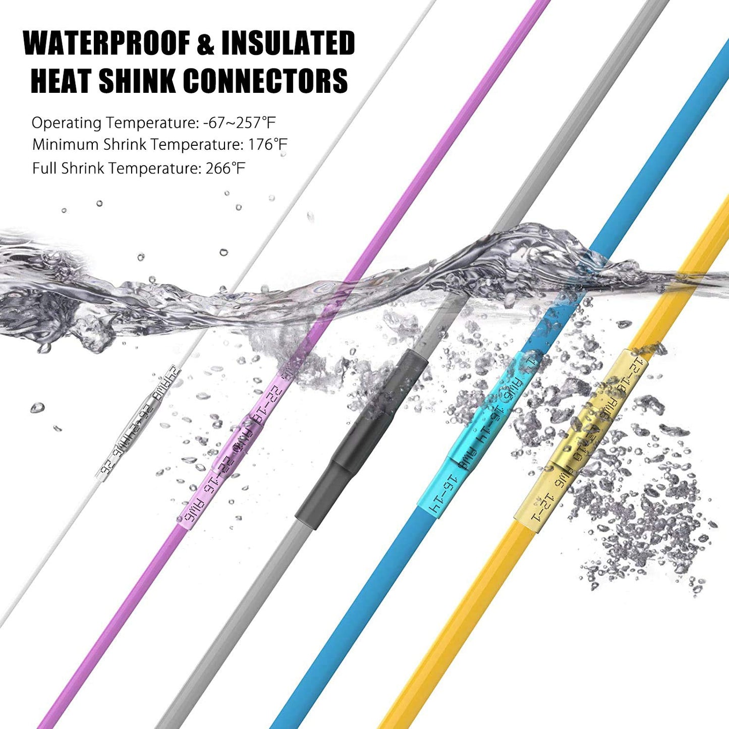 Heat Shrink Butt Wire Connectors Kit, 140Pcs 26-10 AWG Red Insulated Waterproof Electrical Wire Connectors Automotive Marine Grade Wire Crimp Terminals Butt Splices, Ideal for Boat, Truck