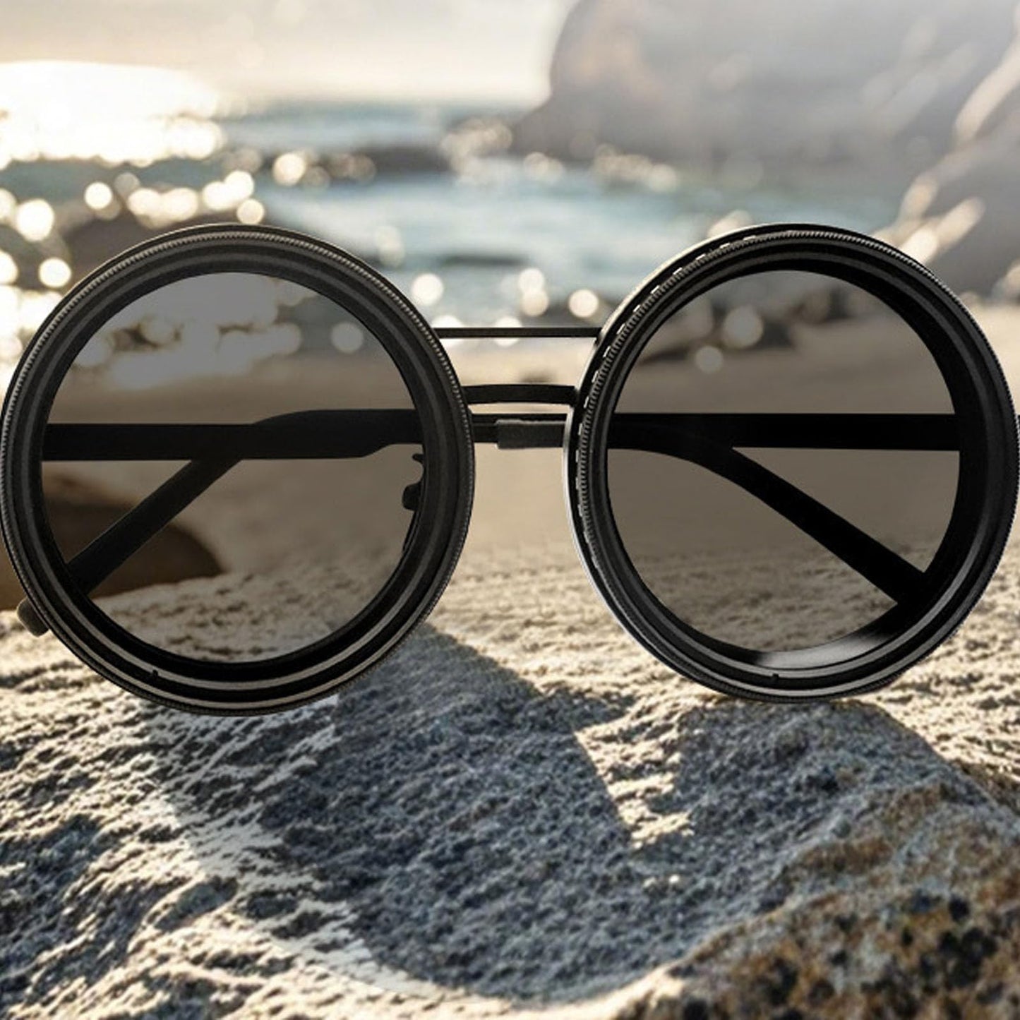 yunanwa Adjustable Tint Sunglasses for Men, 1-9 Gears Rounded Polarized Glasses with Nd Filter Lensesadjust Shade Sunglasses for Men Beach Shady Fishing Driving