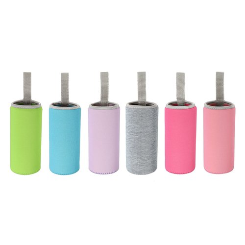 MECCANIXITY Water Bottle Sleeve 420ml Neoprene Carrier Insulated Non Slip Protective Glass Bottles Cover with Strap for Cool or Hot Drinks, Colorful 6 Pack
