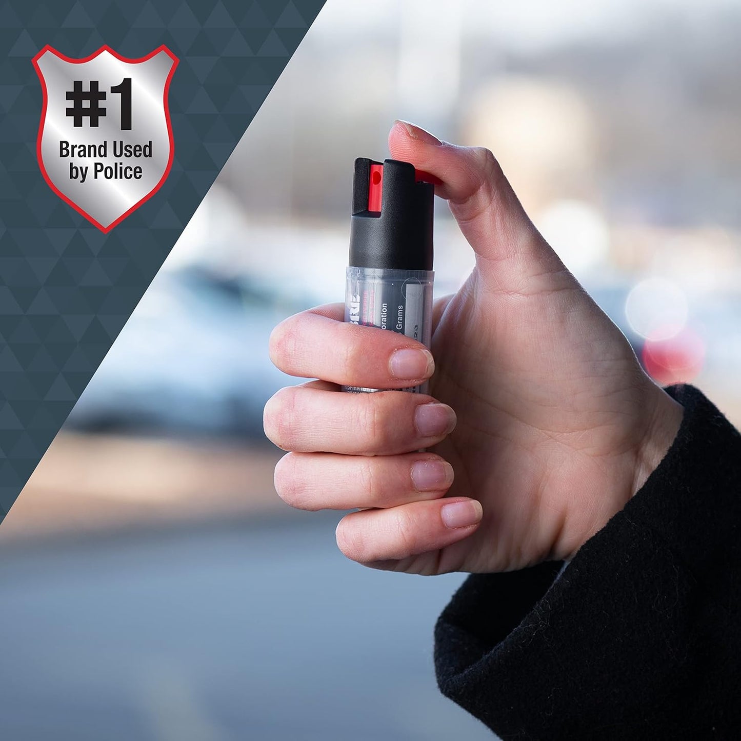 SABRE Defense Spray - 3-in-1 Formula With Pepper Spray, CS Tear Gas & UV Dye | 25 Bursts, 10-Foot Range, Black