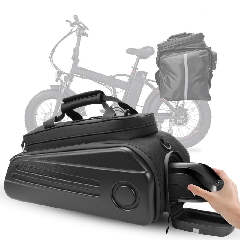 PIREKZUNT Bike Rack Bags, Hard Shell E Bike 30L Rear Rack Bag, Large Ebike Pannier with Waterproof Cover and Shoulder Strap for Commuter Travel Outdoor