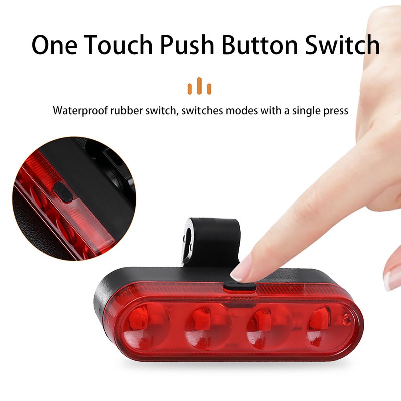 HX Bike Lights for Night Riding, USB-C Rechargeable LED Bike Tail Lights, Bright Bicycle Rear, 4 Light Modes, Waterproof, Easy to Install, for Adults Kids Men Women Road Mountain (USB Cables Included)