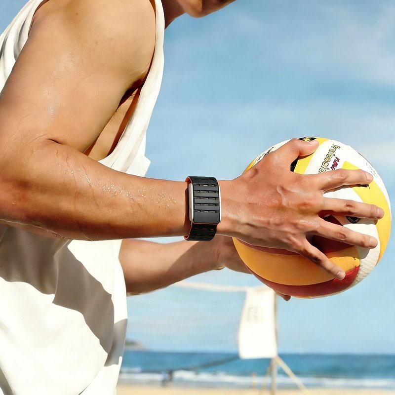Anpzband-Silicone Magnetic Band Sports Compatible with Whoop 5.0 Band, Adjustable Breathable Replacement Wristbands Straps, with U-Shaped Frame, Strap Men Women, for Whoop 5.0 Silicone Bands (Black Orange)