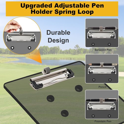 LEAPGOMAX Golf Cart Scorecard Holder with Pen Holder on Golf Cart Steering Wheel for EZGO Club Car Yamaha Golf Carts Black（Note Do Not Include Golf Cart Steering Wheel