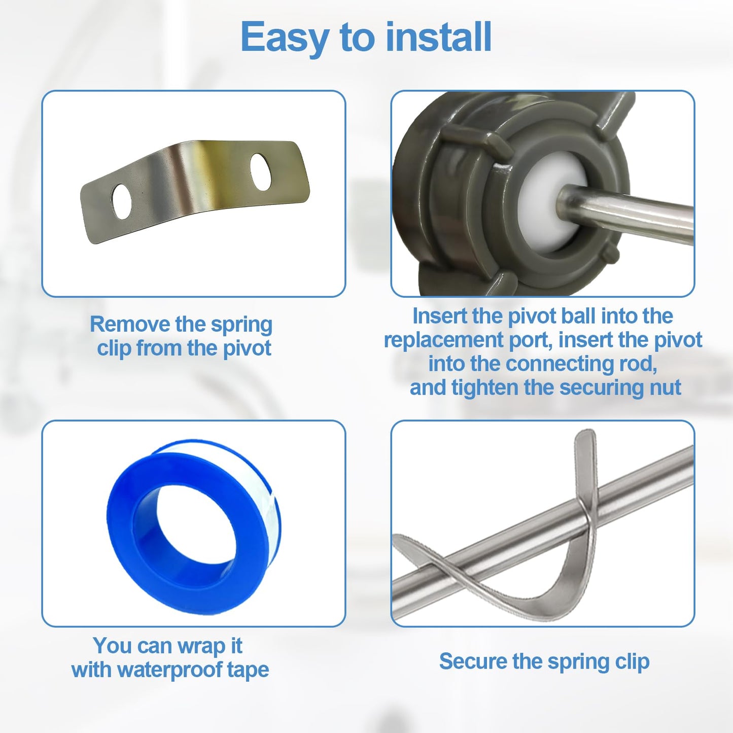 Lavatory Pop Up Center Piece Assembly-Metal Pivot Arm, Compatible with Price Pfister PS469, PSB327 & PS2673, Includes Waterproof Tape for Easy Installation – Durable Sink Stopper Replacement（2 PACK)